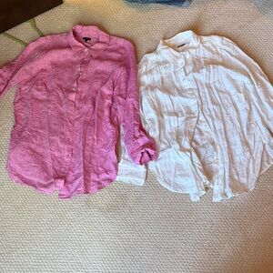 Pink and White Talbots linen Button-Up Shirts
